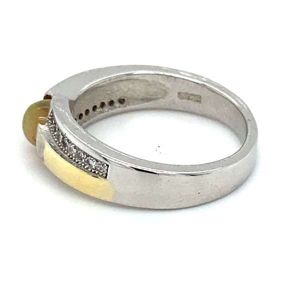 Opal .71ct Golden Rhodium Finish Solid Silver Ring - Picture 5 of 6